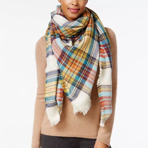 Steve Madden Plaid Blanket Scarf Tartan Wrap
